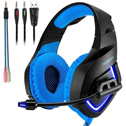 Gaming Headset with Mic for PS4,PC,Xbox One, Laptop Sound Clarity Noise Isolation LED Lights Headphone Soft Comfy EarPads with Volume Control Omnidirectional Microphone Gamer for Smartphone,Computer