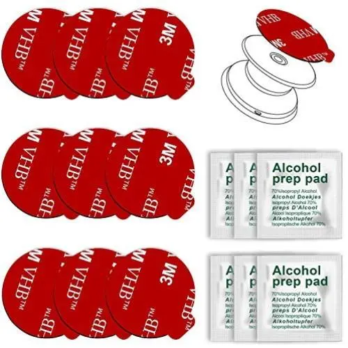 9 Pack Sticky Adhesive Compatible with Socket Base, PKYAA Double-Sided Replacement Tape for Collapsible Grip & Car Phone Holder - 9pcs 1.4 inches(35mm) Adhesive Tapes & 6pcs Alcohol Prep Pads 9 Pack Sticky Adhesive Compatible with Socket Base, PKYAA Double-Sided Replacement Tape for Collapsible Grip & Car Phone Holder - 9pcs 1.4 inches(35mm) Adhesive Tapes & 6pcs Alcohol Prep Pads
