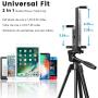 Phone Tripod,Tripod for Camera,55-inch Extendable Lightweight Aluminum Tripod Stand with Universal 2 in 1 Phone/Tablet Holder,Remote Shutter,Compatible with Smartphone&Tablet&Camera,Carry Bag Inclued.