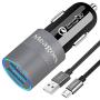 Meagoes Fast Micro USB Car Charger, Compatible for Samsung Galaxy S7 Edge/S7/S7 Active/S6/S5, J7/J3, Note 5/4, Moto E6/5/4, LG K20 Android Phone, Quick Charge 3.0 Dual Port Adapter with Charging Cable