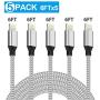 iPhone Charger WZK MFi Certified 5Pack 6FT Charger Cable Nylon Braided Extra Long High Speed Data Sync Transfer Lightning Cable Compatible iPhone 11/Pro/Xs Max/X/8/7/Plus/6S/6/SE2/5S and More - Sliver