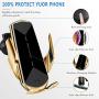 Wireless Car Charger 15W Fast Charging Touch Sensing Auto-Clamping Car Wireless Charger Air Vent Clip Car Phone Mount for iPhone SE/11/11 Pro Series/X/XR/8, Samsung Galaxy S20 S10 Note10/9 (Q1-Gold)