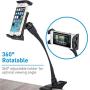 Macally Adjustable Gooseneck Tablet Holder & Phone Clip - Works with Phones & Tablets up to 8” - Flexible Phone Holder & Tablet Mount with Clip On Clamp for Desks up to 1.75” Thick (CLIPMOUNT),Black