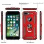 iPhone 8 Plus Case, iPhone 7 Plus Case, iPhone 6 Plus Case with Tempered Glass Screen Protector [2Pack], LeYi Military Grade Phone Case with Rotating Holder Kickstand for Apple iPhone 6s Plus, Red