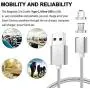 CoolKo Strongest 1.5Meter Magnetic Silver Braided Charging Cable for All Type C Mobile Phones, Micro USB Android Smart Phones and Tablets [Bonus - Magnetic Car Mount]