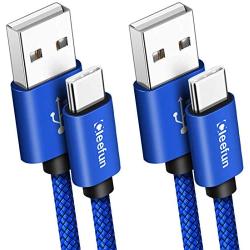 USB C Cable [2-Pack, 10ft], CLEEFUN USB A to Type C Cable Fast Charging Charger Nylon Braided Cord for Samsung Galaxy S20 S10 S9 S8 Plus S10e, Note 10/10+/9/8, A10e A20 A51, Moto G7 G8, Pixel 3a 2 XL