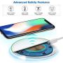 Wireless Charger Fast Ultra Slim 10W Wireless Charger White Qi-Certified，Universal Wireless Charging Station Pad Compatible for Smart Phones (No AC Adapter)