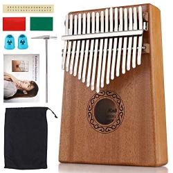 WoneNice 17 key kalimba Thumb Piano, Mbira Solid Mahogany Finger Piano, Gift for Kids Adult Beginners