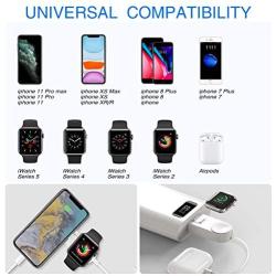 Wireless Charger 2 in 1 for iPhone/iWatch/Airpods Portable Adjustable Magnetic Cableless Compatible for AirPods/AirPods Pro/Apple Watch Series 5/4/3/2 & iPhone 11/11 Pro/XR/XS/XS Max/X/8/8 Plus/7