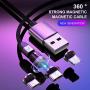 Magnetic Charging Cable (3ft+6ft+6ft,3 x Cable,9 x Tpis) 3 in 1 Magnet USB Cable 360°+180° Rotating Charging Cable Nylon Braided Cord Compatible with Micro USB,Type C/USB C,i -OS Smartphone Devices