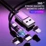 Magnetic Charging Cable (3ft+6ft+6ft,3 x Cable,9 x Tpis) 3 in 1 Magnet USB Cable 360°+180° Rotating Charging Cable Nylon Braided Cord Compatible with Micro USB,Type C/USB C,i -OS Smartphone Devices
