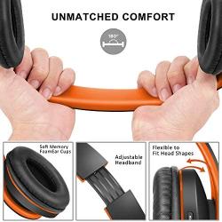 Bluetooth Over-Ear Headphones, Zihnic Foldable Wireless and Wired Stereo Headset Micro SD/TF, FM for iPhone/Samsung/iPad/PC/TV,Soft Earmuffs &Light Weight for Prolonged Wearing (Black-Orange)