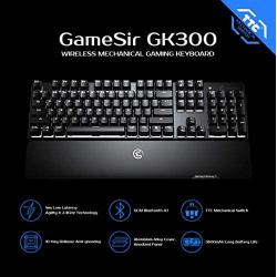 GameSir GK300 Wireless Mechanical Gaming Keyboard 2.4 GHz + Blutooth Connectivity, 1ms Low Latency, Aluminium Alloy Top Plate, Anti-ghosting for PC/iOS/iPad/Android Smartphone/Laptop and Mac (Renewed)