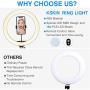 13” Ring Light LED Desktop Selfie Ring Light USB LED Desk Camera Ringlight 3 Colors Light 10 Brightness with Tripod Stand Cell Phone Holder and Remote Control for Photography, Make-up, YouTube