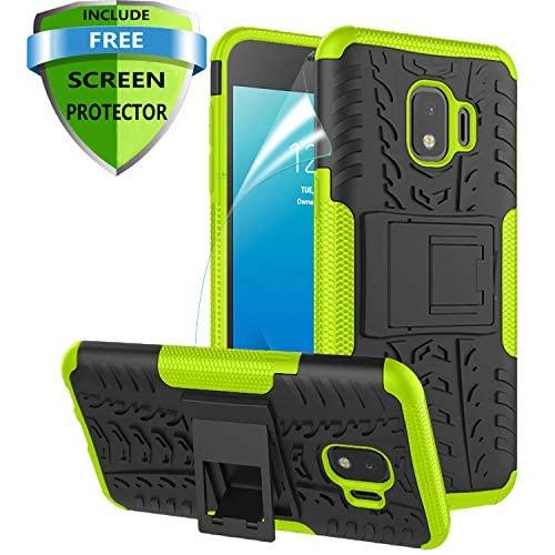 RioGree Phone Case for Samsung Galaxy J2 / Core / J2 Dash /J2 Pure Case, Heavy Duty Cell Phone Shockproof with Kickstand Cover Skin TPU,Green