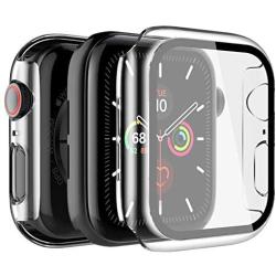 LK [2 Pack] Case for Apple Watch 40mm Series 5/4 Built-in Tempered Glass Screen Protector, Hard PC Protector Cover for iWatch 40mm (Clear)