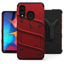 ZIZO Bolt Series for Samsung Galaxy A20 Case | Heavy-Duty Military-Grade Drop Protection w/Kickstand Included Belt Clip Holster Tempered Glass Lanyard Galaxy A50 - Red