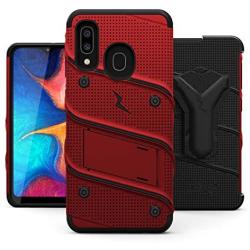 ZIZO Bolt Series for Samsung Galaxy A20 Case | Heavy-Duty Military-Grade Drop Protection w/Kickstand Included Belt Clip Holster Tempered Glass Lanyard Galaxy A50 - Red