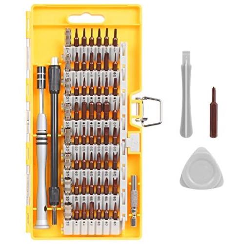 Syntus Precision Screwdriver Set, 63 in 1 with 57 Bits Screwdriver Kit, Magnetic Driver Electronics Repair Tool Kit for iPhone, Tablet, Macbook, Xbox, Cellphone, PC, Game Console, Yellow