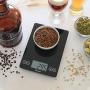 Escali Arti Glass Digital LCD Display Kitchen, Office, Baking Herb Scale w/Nutrition and Calorie Counting Feature, 15lb Capacity, 9" x 6.5" x .75", Black Obsidian