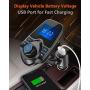 Nulaxy Bluetooth Car FM Transmitter Audio Adapter Receiver Wireless Hands Free Car Kit W 1.44 Inch Display - KM18 Black