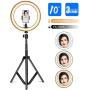 Gugusure Ring Light, 10" Led Ring Light with Tripod Stand & Phone Holder for Live Stream/Make Up/YouTube, Selfie Ring Light with 3 Light Modes and 10 Brightness Level, Compatible with iPhone/Android