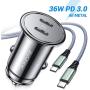 USB C Car Charger, 36W Dual PD 3.0 Port AINOPE Fast Car Charger Mini All Metal Cigarette Lighter Type C Car Adapter Compatible with iPhone 11/11 Pro/XR/Xs/Max, Galaxy S10/S9, Pixel 3/XL, iPad Pro