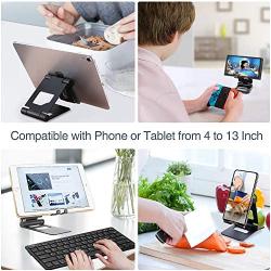ProCase Foldable Cell Phone Stand Tablet Stand, Desktop Universal Portable Rotatable Metal Stand Holder for iPhone, iPad, Kindle, Nintendo Switch, Smartphone and Tablet up to 13" -Black