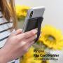 Ringke Flip Card Holder with Elastic Hand Strap Slim Soft Band Grip Fashion Multi-Card Slot Wallet Credit Card Cash Mini Pouch Holder Attachment Compatible with Most Smartphones - Charcoal Black