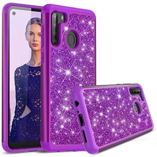 Cbus Wireless Sparkling Glitter Bling Phone Case Compatible with Samsung Galaxy A21 (Purple)