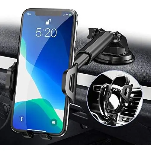 Cell Phone Holder for Car - RAXFLY Windshield Air Vent Car Phone Mount 360 Degree Rotation Suction Cup Dashboard Phone Holder Car Mount Compatible with iPhone 11 8 Plus X XR Max Samsung Note 10 Plus