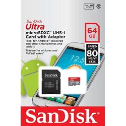 SanDisk Ultra 64GB microSDXC UHS-I Card with Adapter, Grey/Red, Standard Packaging (SDSQUNC-064G-GN6MA)