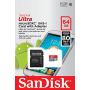 SanDisk Ultra 64GB microSDXC UHS-I Card with Adapter, Grey/Red, Standard Packaging (SDSQUNC-064G-GN6MA)
