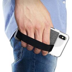 Ringke Flip Card Holder with Elastic Hand Strap Slim Soft Band Grip Fashion Multi-Card Slot 3M Stick-On Wallet Credit Card Cash Mini Pouch Attachment Compatible with Most Smartphones - Gray