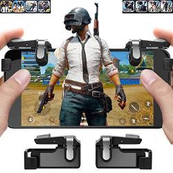 Phone Triggers,Zeesean PUBG Mobile Controller No Need to Remove Phone Case,1 Pair of Mobile Game Controller for Fornite/Knives Out/Rules of Survival,Upgraded Metal Edition,Black