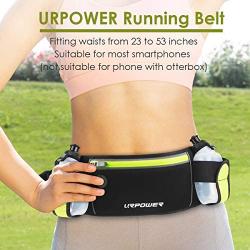 URPOWER Running Belt Multifunctional Zipper Pockets Water Resistant Waist Bag, with 2 Water Bottles Waist Pack for Running Hiking Cycling Climbing and for 6.1 inches Smartphones