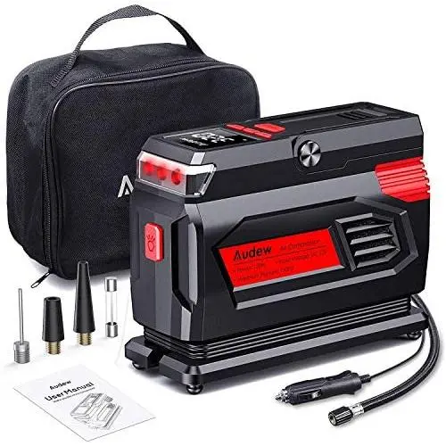 Audew Air Compressor Tire Inflator - 12V Heavy Duty Portable Wheel Air Pump for Car Tires - The Most Durable and Reliable Auto Companion, Suitable for Car, SUV, Pickup, Motorcycle, Sports Balls