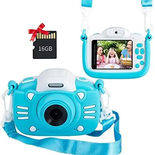 MINIBEAR Kids Digital Camera, 2.4 Inch Kids Video Camera for Girls Boys Gifts Toddler Toy Camera 30MP Mini Kids Camcorder with Games and 16GB SD Card, Blue MINIBEAR Kids Digital Camera, 2.4 Inch Kids Video Camera for Girls Boys Gifts Toddler Toy Camera 30MP Mini Kids Camcorder with Games and 16GB SD Card, Blue