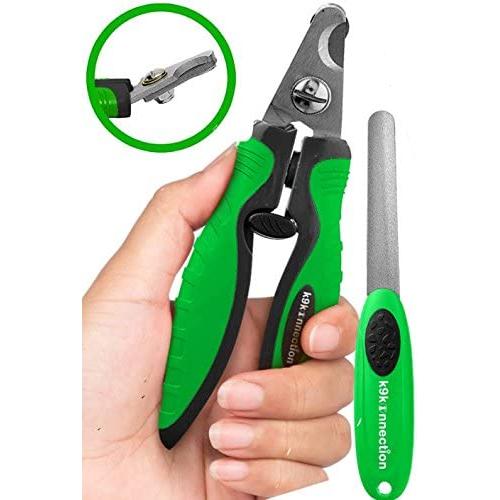 k9konnection Dog Nail Clippers - with Quick Sensor & Bonus File - Professional Trimmers for Large, Small & Medium Breed Dogs - Safety Guard to Avoid Over Cutting Nails - Angled Sharp Blades