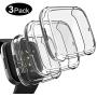 Kmasic Compatible with Fitbit Versa 2 Case Screen Protector(3-Pack), TPU Soft Accessory Protective Case Frame Cover Shell Fitbit Versa 2 Case, Transparent 3-Pack