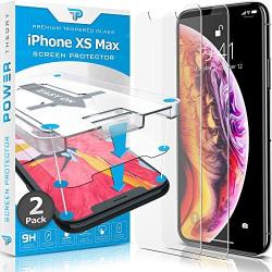 Power Theory iPhone Xs MAX Glass Screen Protector [2-Pack] with Easy Install Kit [Premium Tempered Glass]