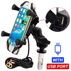 Motorcycle Phone Mount with USB Charger Grip Mobile Phone Holder GPS Navigation Bracket for Suzuki GSX-R 600 750 1000 GSX 1300R Hayabusa BMW S1000RR Yamaha YZF Kawasaki Ninja Honda CBR Accessories