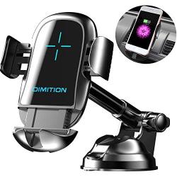 DM Cell Phone Holder for Car, Automatic Clamping Car Phone Mount Qi Wireless Car Charger Dashboard/Air Vent Car Mount Compatible with iPhone 8 Plus XS Max X 11 Pro, Samsung Galaxy S9 S10 Plus Note 9