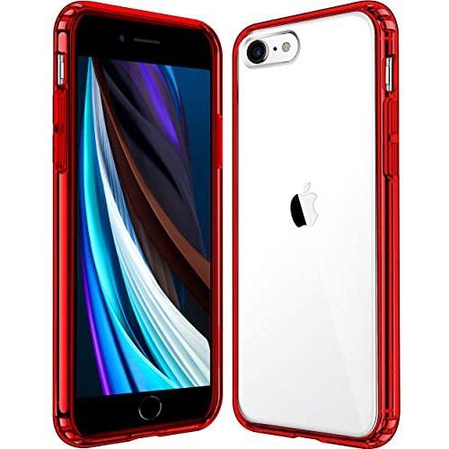 Mkeke Compatible with iPhone SE 2020 Case, iPhone 8 Case, iPhone 7 Case Clear Cases for iPhone SE 2nd Generation, iPhone 8 and iPhone 7-Red