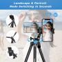 UBeesize Phone Tripod, 51" Adjustable Travel Video Tripod Stand with Cell Phone Mount Holder & Smartphone Bluetooth Remote, Compatible with iPhone/Android (Black)