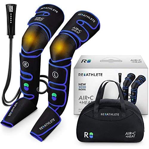 Reathlete Leg Massager, Air Compression for Circulation Calf Feet Thigh Massage, Muscle Pain Relief, Sequential Boots Device with Handheld Controller with Knee Heat Function