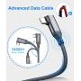 Akoada Right Angle USB C Cable (2 Pack 10ft), USB Type C Nylon Braided Fast Charging Cable for Samsung Galaxy S20 S10 S10e S9 S8 Plus Note 10 9 8,LG G8 G7 V40 V20 V30，GoPro Hero 7 6 5 and More(Grey)
