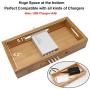 Bamboo Charging Station Organizer for Multiple Devices & Wood Desktop Docking Charging Stand Such As Cell Phone, Tablets, Phone Case and Watch Stand - Pezin & Hulin
