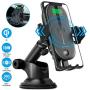 Wireless car charger mount,Qi 15W fast wireless car charger,IR control Auto-clamping Windshield Dashboard Air Vent phone mount,compatible with iPhone 11Pro/Max/XR/11/X/8,Samsung S10/S10+/S9/S9+/S8/S8+