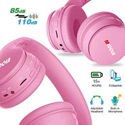 Midola Volume Limited 85dB Kids Headphone Bluetooth Wireless Over Ear Foldable Stereo Sound Noise Protection Headset with AUX 3.5mm Cord Mic For Boys Girls Cellphone Ipad Tablets TV Notebook Rose Pink